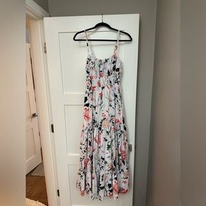 Abercrombie tiered white floral maxi with adjustable straps. New, size medium.